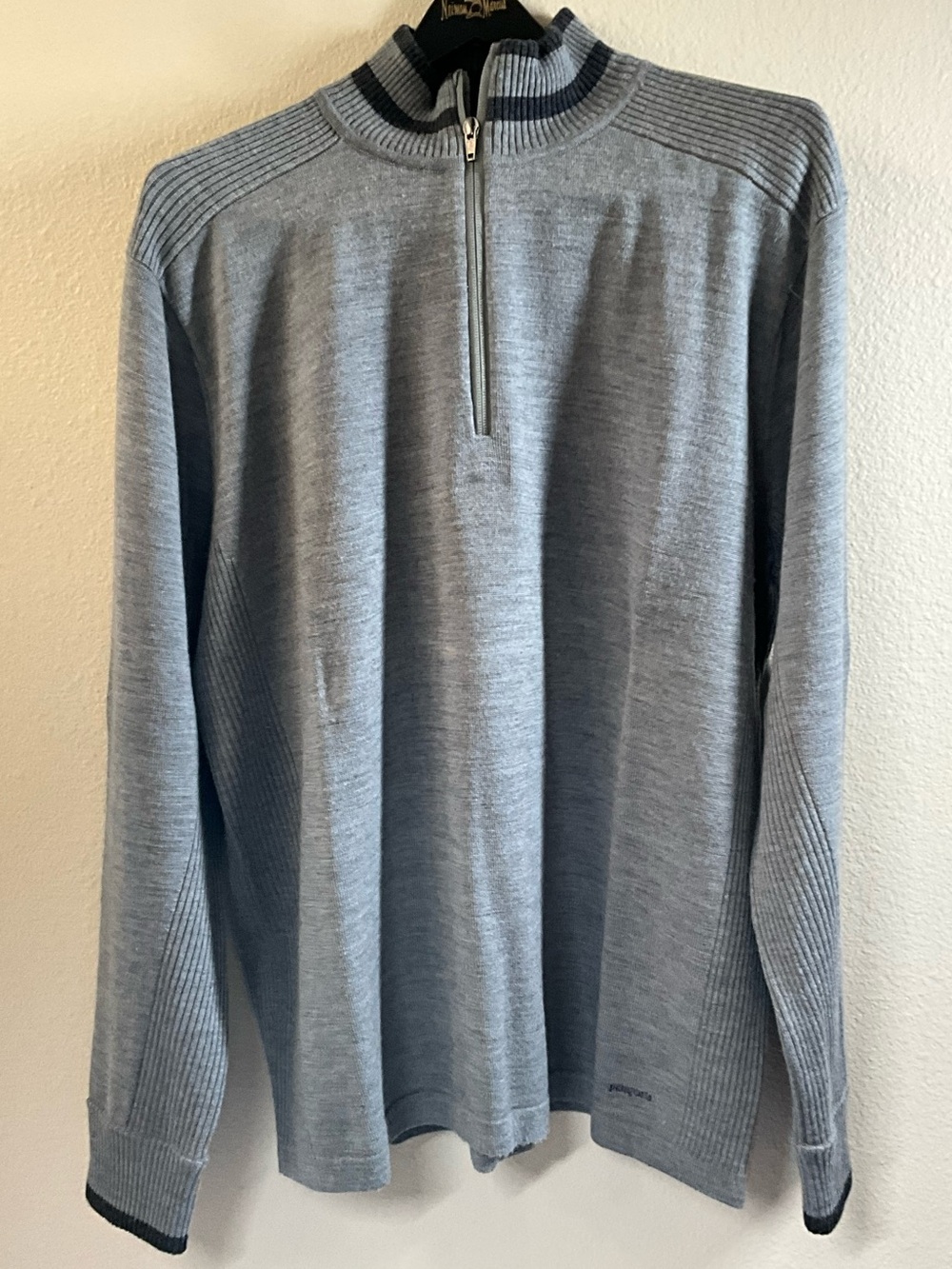 Patagonia Gray Merino Wool Quarter-Zip Sweater
